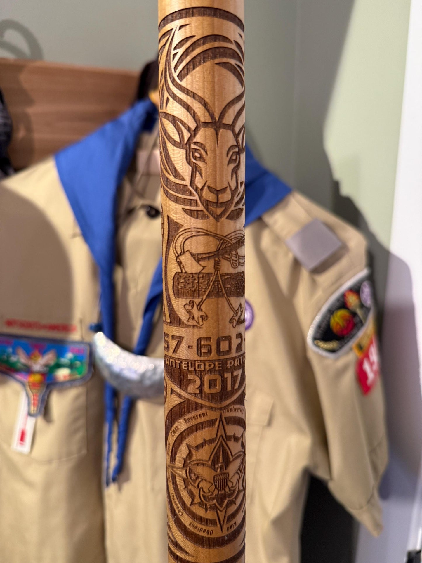 Custom Walking Stick for Woodbadge Recognition, Troop Guide Gift, Scout Stave Woodbadge patrol gift, Officially Licensed by Scouting America