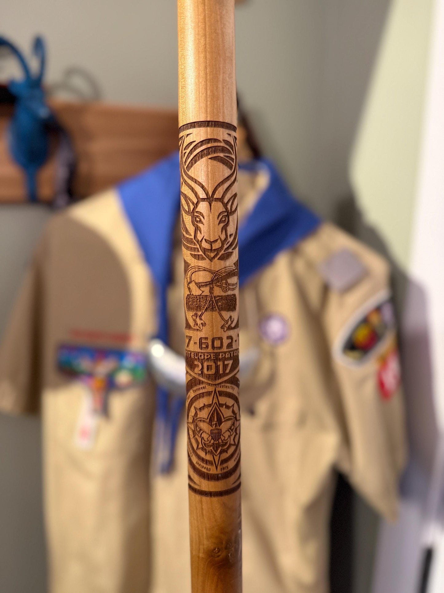 Custom Walking Stick for Woodbadge Recognition, Troop Guide Gift, Scout Stave Woodbadge patrol gift, Officially Licensed by Scouting America