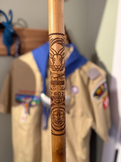 Custom Walking Stick for Woodbadge Recognition, Troop Guide Gift, Scout Stave Woodbadge patrol gift, Officially Licensed by Scouting America